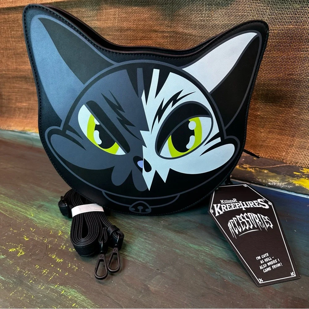 Killstar kreeptures punk goth witchy Maneki-Neko cat crossbody handbag NWT - Picture 7 of 9
